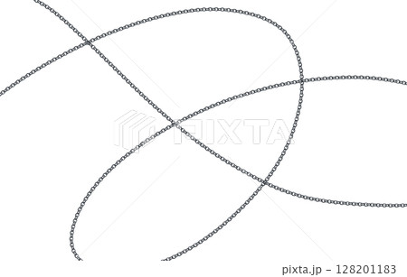 シルバーチェーンのフリーハンドライン素材 128201183