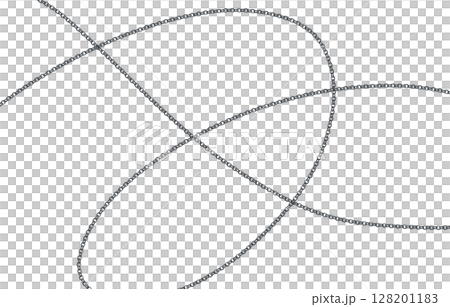 シルバーチェーンのフリーハンドライン素材 128201183