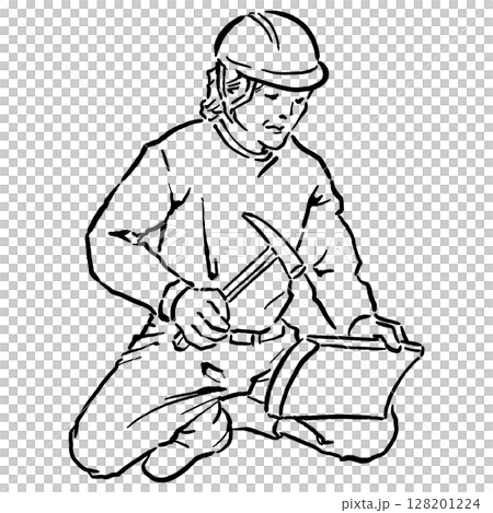 浮世絵風の職人線画_08 128201224