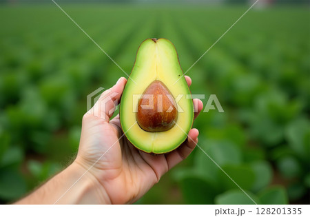Big avocado vegetable garden, farm, seedlings, plants, vegetables. AI Generative Big avocado vegetable garden, farm, seedlings, plants, vegetables. AI Generative 128201335