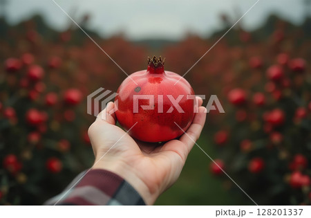 Big pomegranate fruit garden, farm, seedlings, plants, sweet. AI Generative Big pomegranate fruit garden, farm, seedlings, plants, sweet. AI Generative 128201337