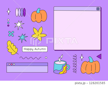 Autumn collection in flat neo brutalism design 128201585