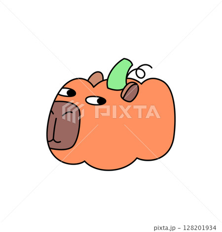 Capybara head in the form of a pumpkin vegetable 128201934