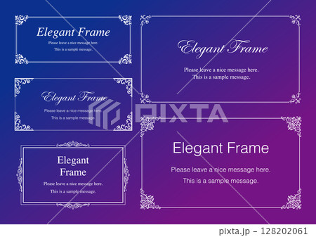 高級感のあるエレガンスなフレームセット、飾り罫、装飾デザイン、上品なあしらい、白 128202061