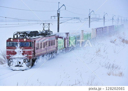 EF81貨物列車（冬の奥羽本線） 128202081