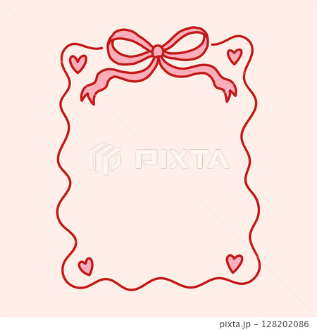 Frame of coquette pretty charming pink bows and hearts 128202086