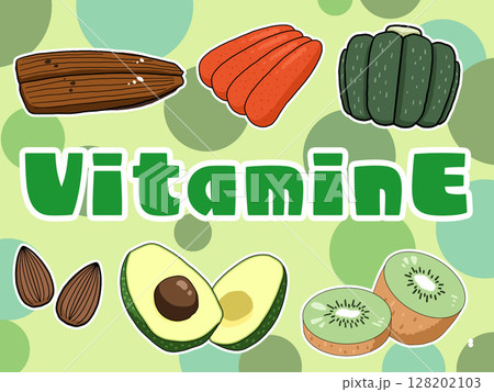 ビタミンEのイメージイラスト（背景あり）（英字） 128202103