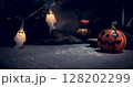ハロウィンのかぼちゃとお化けの電球 128202299