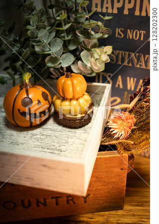 ハロウィンのかぼちゃとドライフラワー 128202300