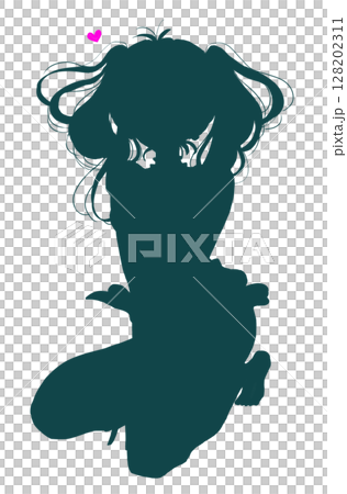 Swimsuit woman twin tail silhouette Swimsuit woman twin tail silhouette 128202311