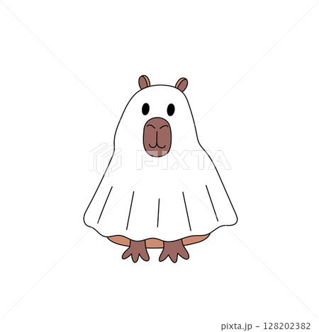 capybara animal character in ghost Halloween 128202382