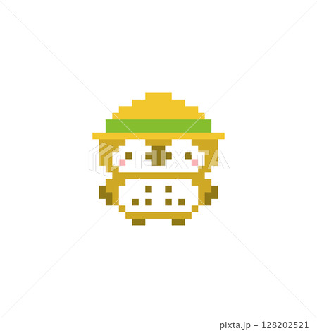 麦わら帽子とフクロウのドット絵 麦わら帽子とフクロウのドット絵 128202521