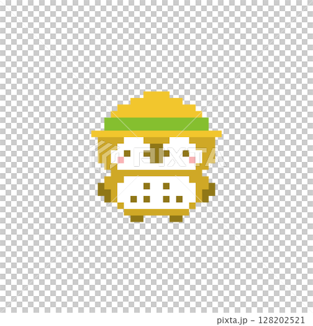 麦わら帽子とフクロウのドット絵 麦わら帽子とフクロウのドット絵 128202521