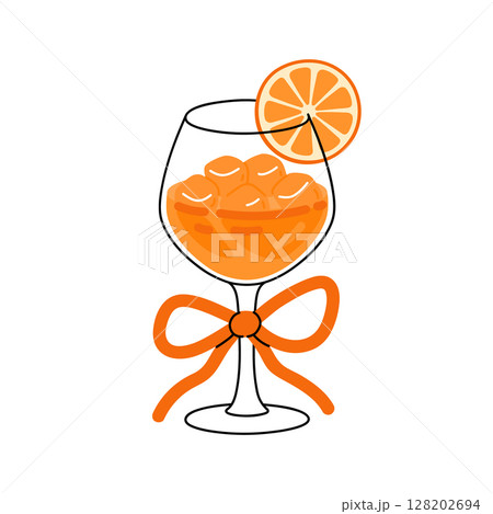Aperol spritz with ice cubes 128202694