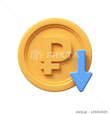 3d Symbol fall ruble. Сoncept of currency, economist or financial crisis 3d Symbol fall ruble. Сoncept of currency, economist or financial crisis 128202929