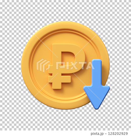 3d Symbol fall ruble. Сoncept of currency, economist or financial crisis 3d Symbol fall ruble. Сoncept of currency, economist or financial crisis 128202929