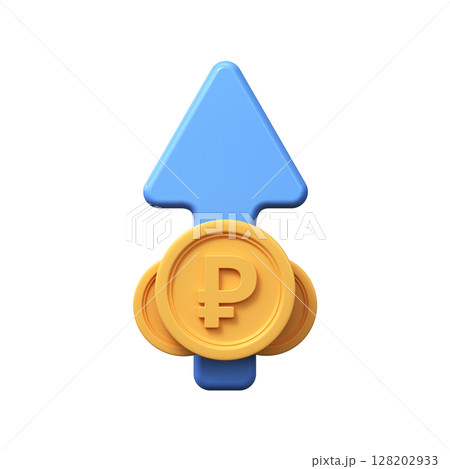 3D ruble growth symbol. Profit, investment, business success, appreciation 3D ruble growth symbol. Profit, investment, business success, appreciation 128202933