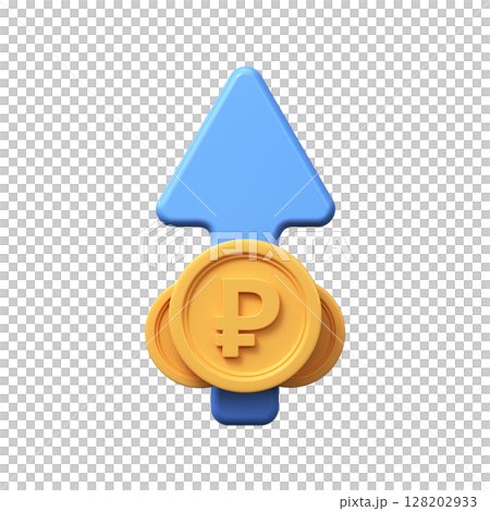 3D ruble growth symbol. Profit, investment, business success, appreciation 3D ruble growth symbol. Profit, investment, business success, appreciation 128202933