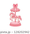 Vintage toy, carousel horse stylized in coquette aesthetic 128202942