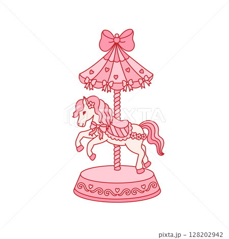 Vintage toy, carousel horse stylized in coquette aesthetic 128202942