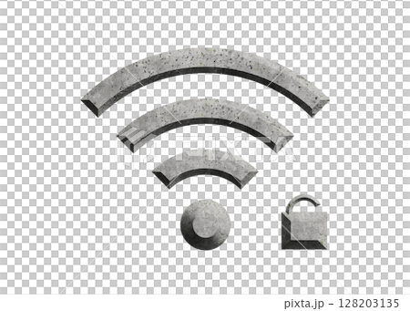 帶有開啟的鎖狀 wifi 圖示象形圖的具體 Wi-Fi 符號的插圖 128203135