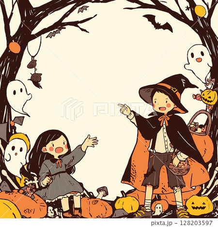 ハロウィンコスチュームの可愛い子供たち 128203597