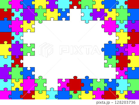 Colorful Jigsaw Puzzle Pieces Frame Colorful Jigsaw Puzzle Pieces Frame 128203736