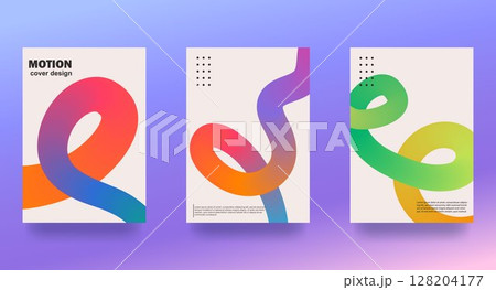 Set of summer bright and juicy banners. Modern abstract design with wavy shapes and lines. Templates for advertising, postcards, covers, posters, sales. 128204177