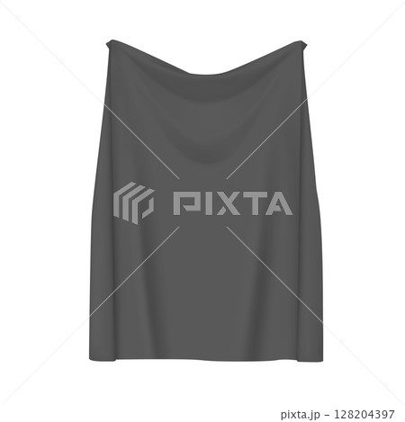 Textile hanging banner of black color, with folds. Realism. Textile hanging banner of black color, with folds. Realism. 128204397