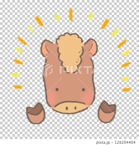 一匹可愛的馬用雙手做出和平手勢 128204404