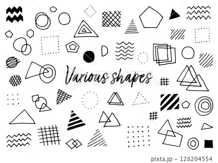 ペンを使って手描きで描いた幾何学アナログ素材 ペンを使って手描きで描いた幾何学アナログ素材 128204554