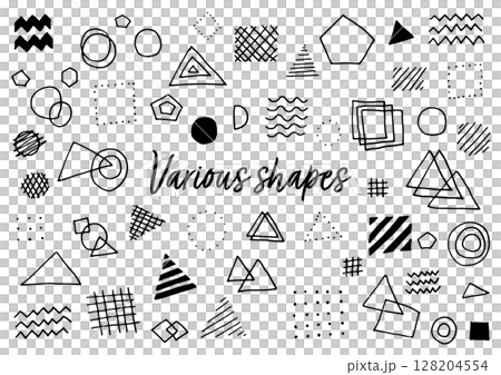 ペンを使って手描きで描いた幾何学アナログ素材 ペンを使って手描きで描いた幾何学アナログ素材 128204554