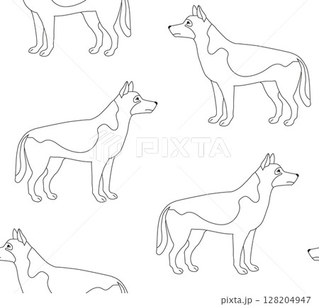 Vector seamless pattern of outline shepherd dog Vector seamless pattern of outline shepherd dog 128204947