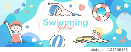 スイミングスクールのバナーイラスト_1 128206168