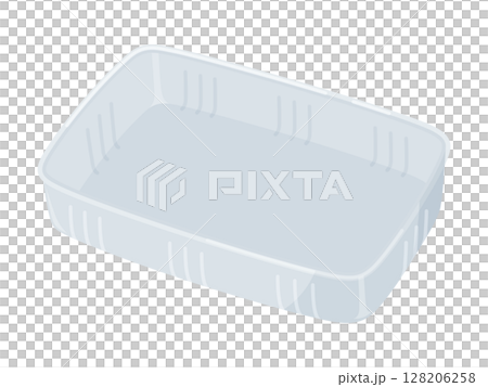 食品を入れる透明の四角いプラスチックの容器のイラスト_蓋無し 128206258