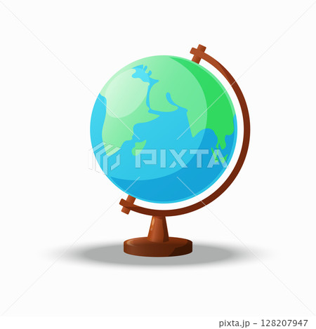 Vector illustration of world globe with stand isolated on white background 128207947