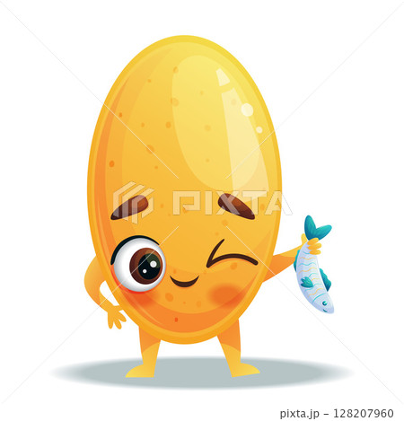 A cute funny pill omega. Vector illustration of a character on a white background. Isolated background. A cute funny pill omega. Vector illustration of a character on a white background. Isolated background. 128207960