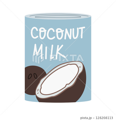 Coconut milk can. Vegetarian milk tin. 128208113