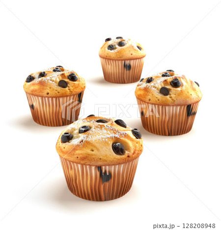 Assorted Cupcake Collection on White Background 128208948