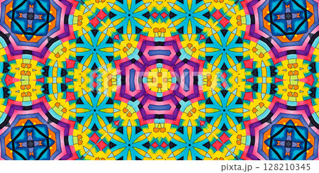 Bright multicolor background with colorful abstract kaleidoscopic pattern 128210345