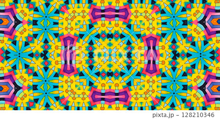 Bright multicolor background with colorful abstract kaleidoscopic pattern 128210346