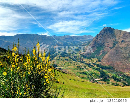 andscape Sacred Valley of Incas in Peru, peaceful fertile El Valle Sagrado andscape Sacred Valley of Incas in Peru, peaceful fertile El Valle Sagrado 128210626