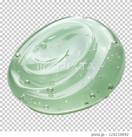 Light green gel swatch isolated on transparent background, pastel color sample, smooth texture, design element, cosmetic application 128210692