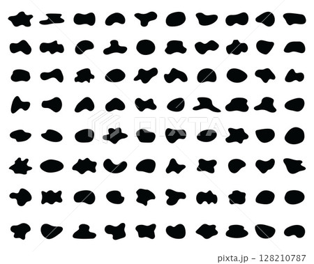 Random irregular shapes of organic black blobs Random irregular shapes of organic black blobs 128210787