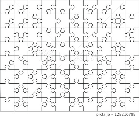 Illustration of big white puzzle, separate parts Illustration of big white puzzle, separate parts 128210789