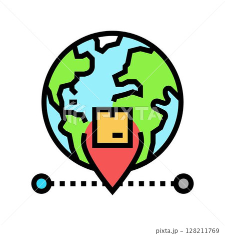 global trade network geographical discoveries color icon vector illustration 128211769