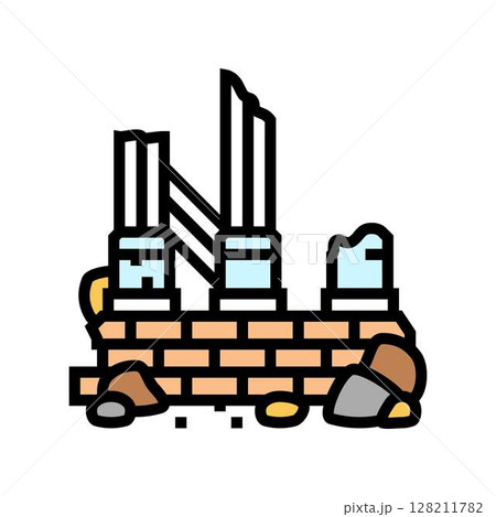 ancient ruins geographical discoveries color icon vector illustration 128211782