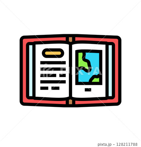 expedition journal geographical discoveries color icon vector illustration 128211788