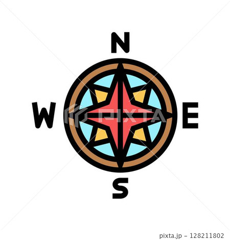 compass rose geographical discoveries color icon vector illustration 128211802