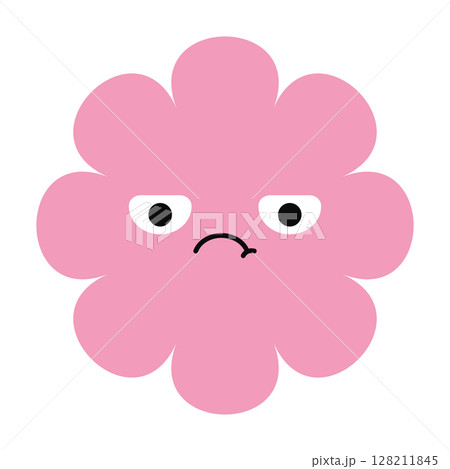 Emotional flower illustration with sad face and soft hues. Stylized bloom designed with expressive simplicity. Emotional flower illustration with sad face and soft hues. Stylized bloom designed with expressive simplicity. 128211845